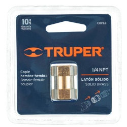 Acople de Laton Hembra-Hembra 1/4 NPT Truper 19025