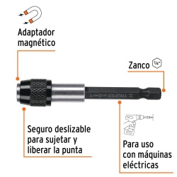 Adaptador 5" (125 mm) Magnetico para Puntas Truper 101964