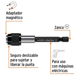 Adaptador 3" (75 mm) Magnetico para Puntas Truper 11873