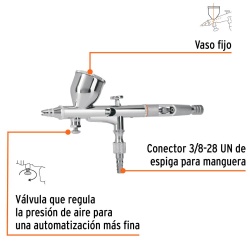 Pistola Aerógrafica de Gravedad 0.3mm con Vaso Fijo 7 ml Truper 16020