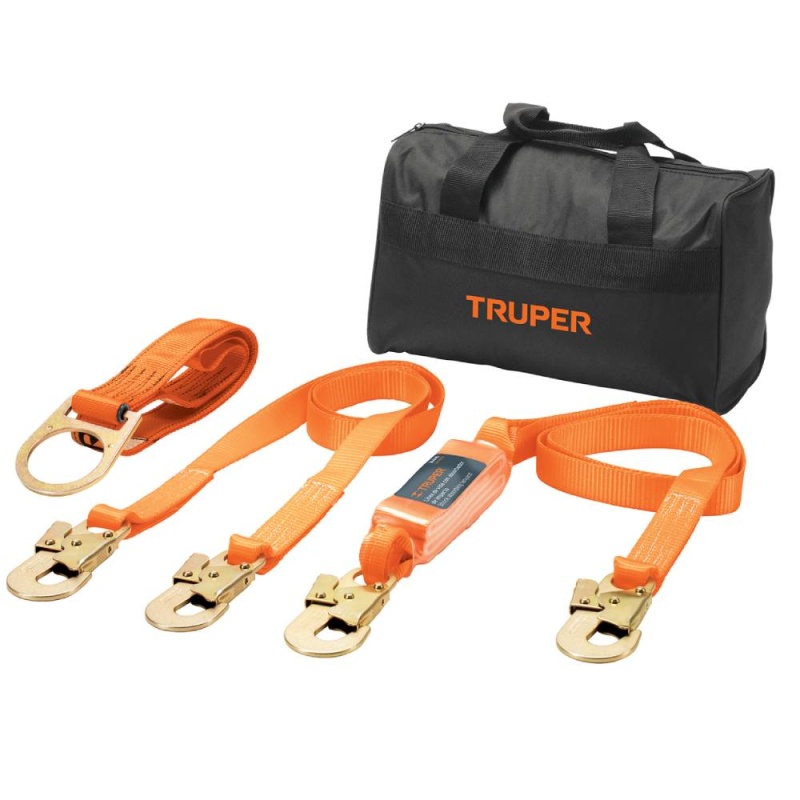 Kit de Arnes de Seguridad para Trabajo en Altura 3 Anillos + Linea de Vida Truper 100889