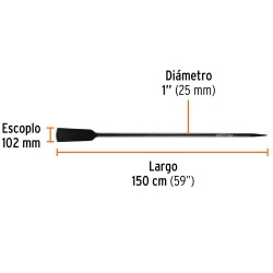 Barreta Cavadora de Acero 1" x 150cm para Construcción y Agricultura Truper 19988