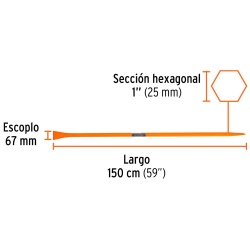 Barreta de Acero 1" x 150 cm con Punta y Escoplo de 67 mm Truper 10759
