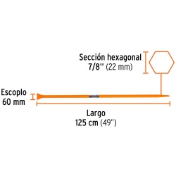 Barreta de Acero 7/8" x 125 cm con Punta y Escoplo de 60 mm Truper 10753