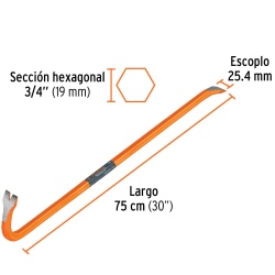 Barreta de Uña 3/4" x 75 cm Escoplo 25,4 mm Truper 10859