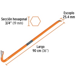 Barreta de Uña 3/4" x 90 cm Escoplo 25,4 mm Truper 10862