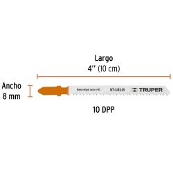Hojas de Sierra para Calar 4" (10 cm) 10 DPP Zanco T Corte Recto para Madera 5 Pz Truper 18124