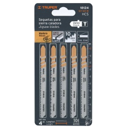 Hojas de Sierra para Calar 4" (10 cm) 10 DPP Zanco T Corte Recto para Madera 5 Pz Truper 18124