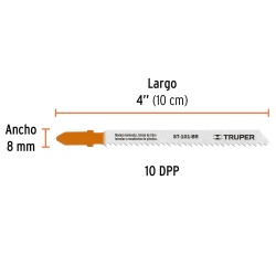 Hojas de Sierra para Calar 4" (10 cm) 10 DPP Zanco T Corte Recto para Triplay 5 Pz Truper 18125