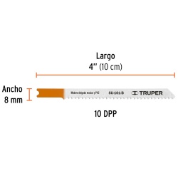Hojas de Sierra para Calar 4" (10 cm) 10 DPP Zanco U Corte Recto para Madera 5 Pz Truper 18135