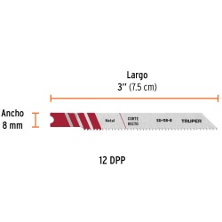 Hojas de Sierra para Calar 3" (7,5 cm) 12 DPP Zanco U Corte Recto para Metal 5 Pz Truper 18139