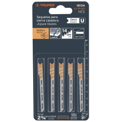 Hojas de Sierra para Calar 2-3/4" (7 cm) 14 DPP Zanco U Corte Curvo para Madera 5 Pz Truper 18134