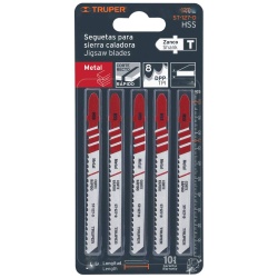 Hojas de Sierra para Calar 3-1/4" (8 cm) 21 DPP Zanco T Corte Recto para Metal 5 Pz Truper 18128