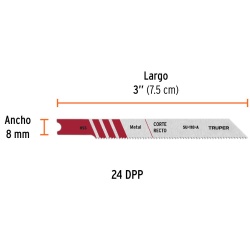 Hojas de Sierra para Calar 3" (7,5 cm) 24 DPP Zanco U Corte Recto para Metal 5 Pz Truper 18138