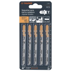 Hojas de Sierra para Calar 4" (10 cm) 6 DPP Zanco T Corte Curvo para Madera 5 Pz Truper 18133