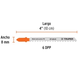 Hojas de Sierra para Calar 4" (10 cm) 6 DPP Zanco T Corte Recto para Madera 5 Pz Truper 18126