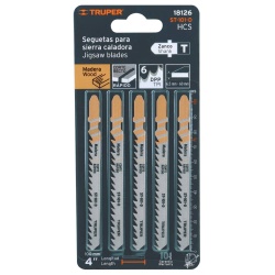 Hojas de Sierra para Calar 4" (10 cm) 6 DPP Zanco T Corte Recto para Madera 5 Pz Truper 18126