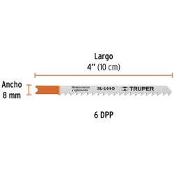 Hojas de Sierra para Calar 4" (10 cm) 6 DPP Zanco U Corte Recto para Madera 5 Pz Truper 18140