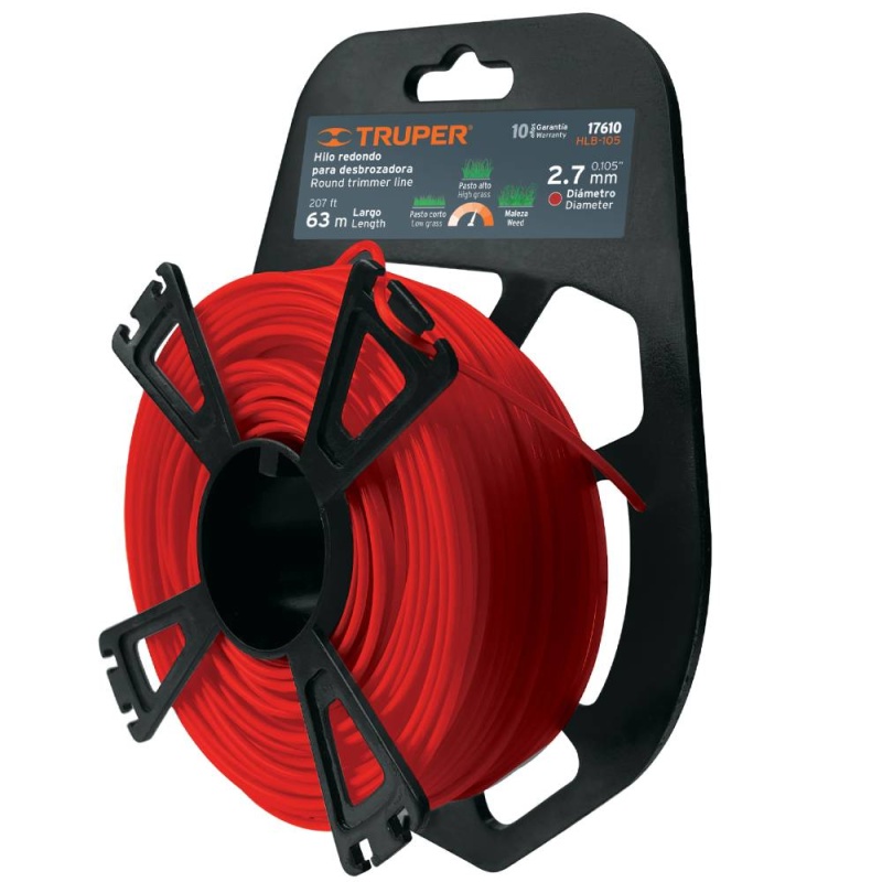 Carrete de Hilo Redondo 2.7 mm x 63 Metros para Desmalezadora Truper 17610