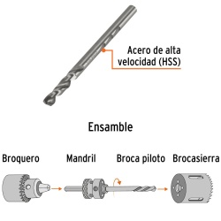 Broca Piloto Hss 1/4" x 4" 135° para Sierra Copa Bimetálica Truper 101580