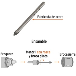 Broca Piloto con Diamante 1/4" x 4" para Sierra Copa Truper 101581