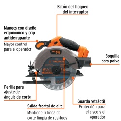 Sierra Circular 6 1/2" 20V Baretool 4000 Rpm Truper 103257