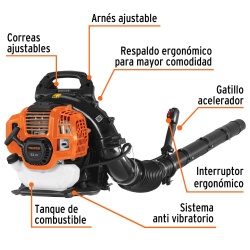 Sopladora a Combustion Tipo Mochila 2T 53 cc Truper 102970