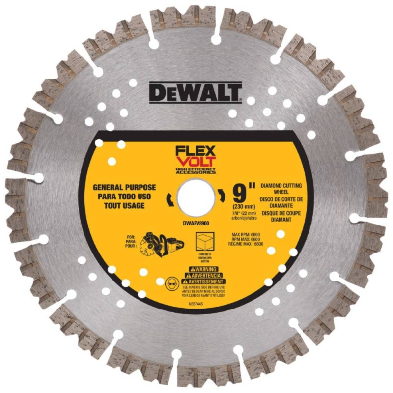 Disco Diamantado Segmentado 9" x 7/8" x 1" para Concreto Dewalt DWAFV8900