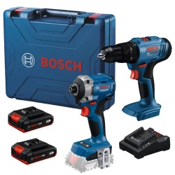 Taladro Percutor 1/2" GSB 183 + Atornillador de Imp 1/4" Hex GDR 18V-215 18V Brushless Bosch 0615.A50.0GT-000