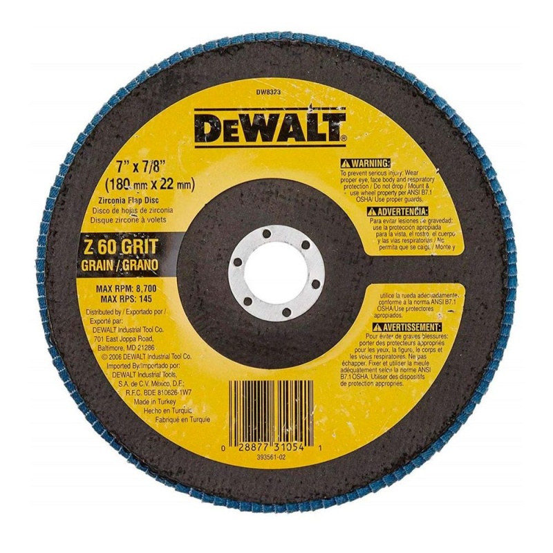 Disco Flap 7" x 7/8" Grano 60 Para Acero Inox Dewalt DW8323