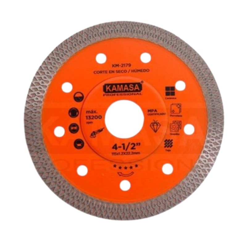 Disco Diamantado Trenzado 4 1/2" para Porcelanato Kamasa KM2179
