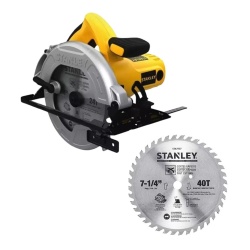 Sierra Circular 7-1/4" 1600 W + Disco de Sierra Circular 7-1/4" 40D Stanley SC16-K8