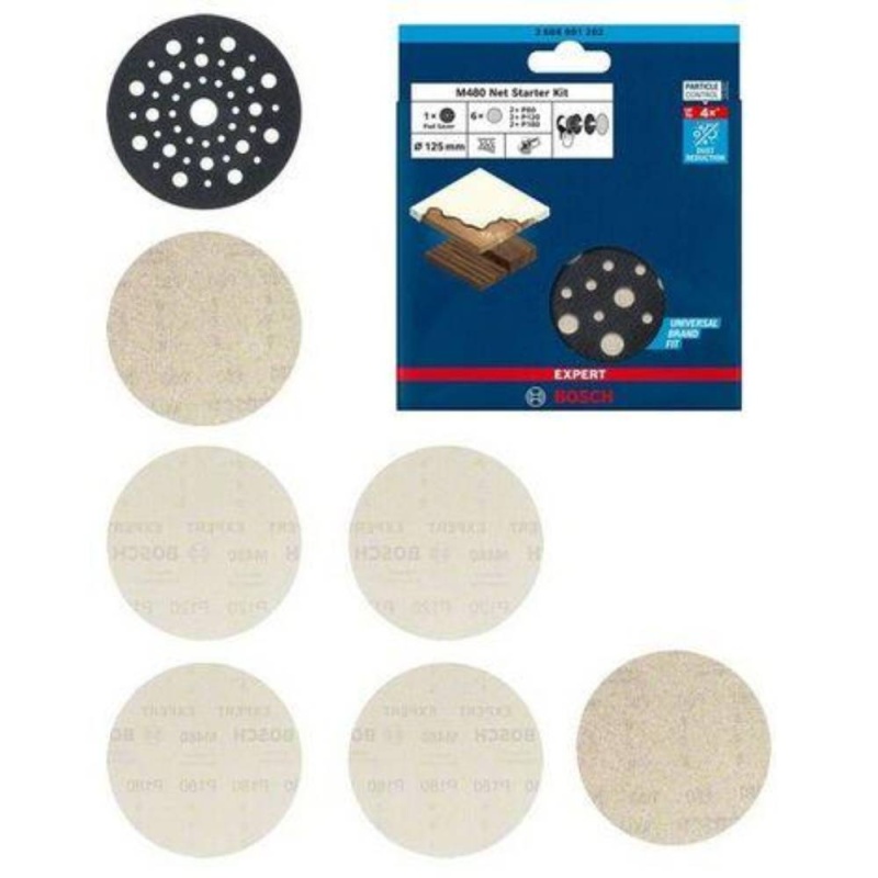 Lija Excentrica 5" Grano 80 / 120 / 180 + Plato 7 Pz Bosch 2608.901.202-000