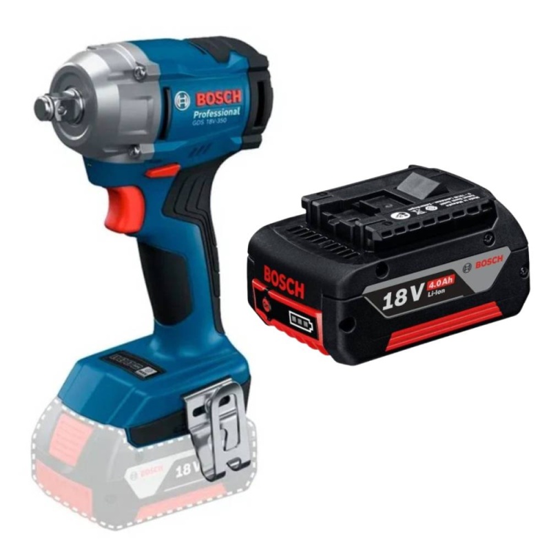 Llave de Imp 1/2" 18V 350Nm Brushless GDS18V-350 0601.9M5.0E5-000 + Batería GBA18V 4.0Ah 1600.Z00.038-000 Bosch 0615.A50.0CT-000