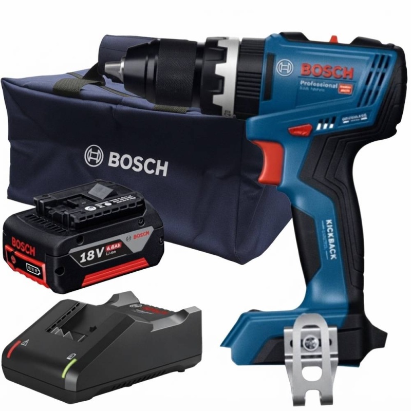 Taladro Per 1/2" 76Nm GSB18V-65 + 1Bat GBA18V 4.0Ah 1600.Z00.038-000 y Cargador GAL18V-40 + Bolso de Lona Bosch 0615.A50.0F2-000