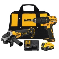 Tal Perc 1/2" + Esmeril Ang 41/2" + 1 Bat 5.0Ah DCK248P1-B2 + Llave de Imp 1/2" DCF889B + 1 Bat 4.0Ah DCB204 Dewalt DCK248P1-K17