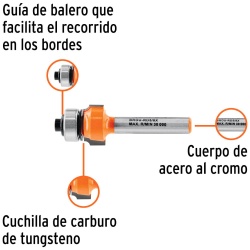 Fresa de Carburo 5/8" x 1/4" con Rodaje para RedondearTruper 102726