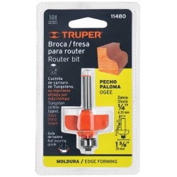 Fresa de Carburo Pecho Paloma 1-3/8" x 1/4" con Rodaje Truper 11480