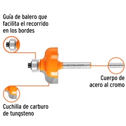 Fresa de Carburo Pecho Paloma 1-3/8" x 1/4" con Rodaje Truper 11480