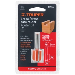 Fresa de Carburo Recta 2 Filos 3/4" x 1/4" Truper 11459