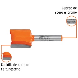 Fresa de Carburo Recta 2 Filos 3/4" x 1/4" Truper 11459