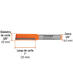 Fresa de Carburo Recta 2 Filos 3/4" x 1/4" Truper 11455