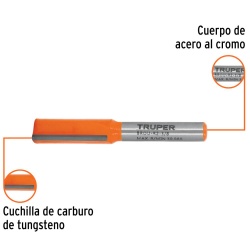 Fresa de Carburo Recta 2 Filos 3/4" x 1/4" Truper 11455