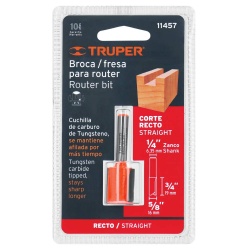 Fresa de Carburo Recta 2 Filos 5/8" x 1/4" Truper 11457