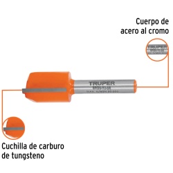 Fresa de Carburo Recta 2 Filos 5/8" x 1/4" Truper 11457