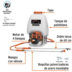 Fumigadora de Mochila 25 L a Combustion 4 T 31cc Truper 101569