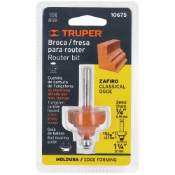 Fresa de Carburo Zafiro 1-1/4" x 1/4" con Rodaje Truper 10675
