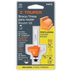 Fresa de Carburo Redondeadora de Moldura 1-1/4" x 1/4" con Rodaje Truper 11473