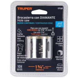 Sierra Copa con Diamante 1-3/4" Borde Continuo Truper 17131