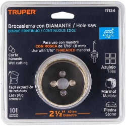 Sierra Copa con Diamante 2-1/2" Borde Continuo Truper 17134